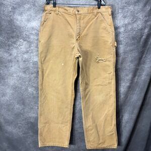 Carhartt B11 Duck Canvas Work Pants Dungarees Mens 38 Brown Union Made in USA